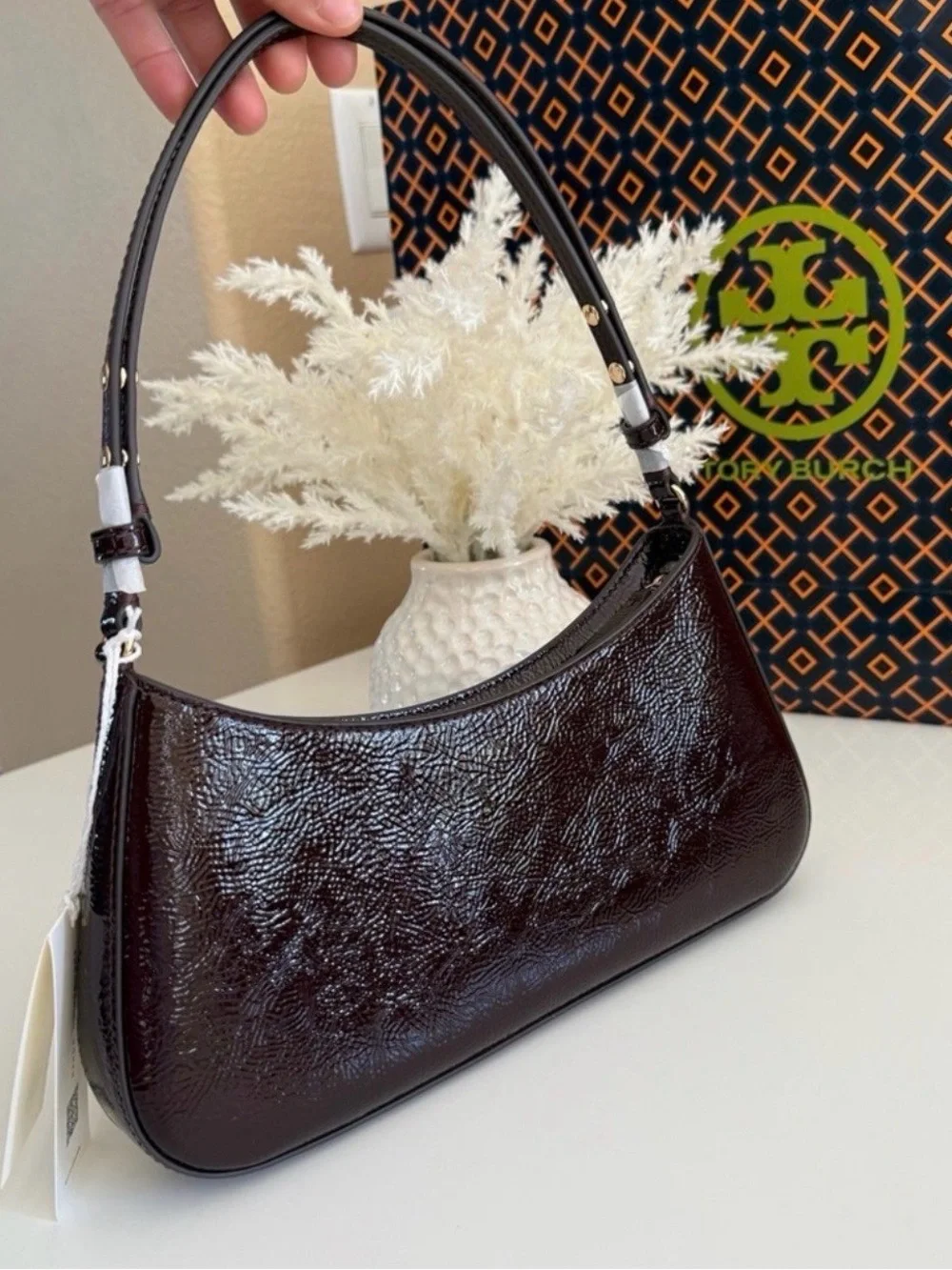 Tory Burch Emerson Crinkle Shoulder Bag 170230 In Agnello NWT leather